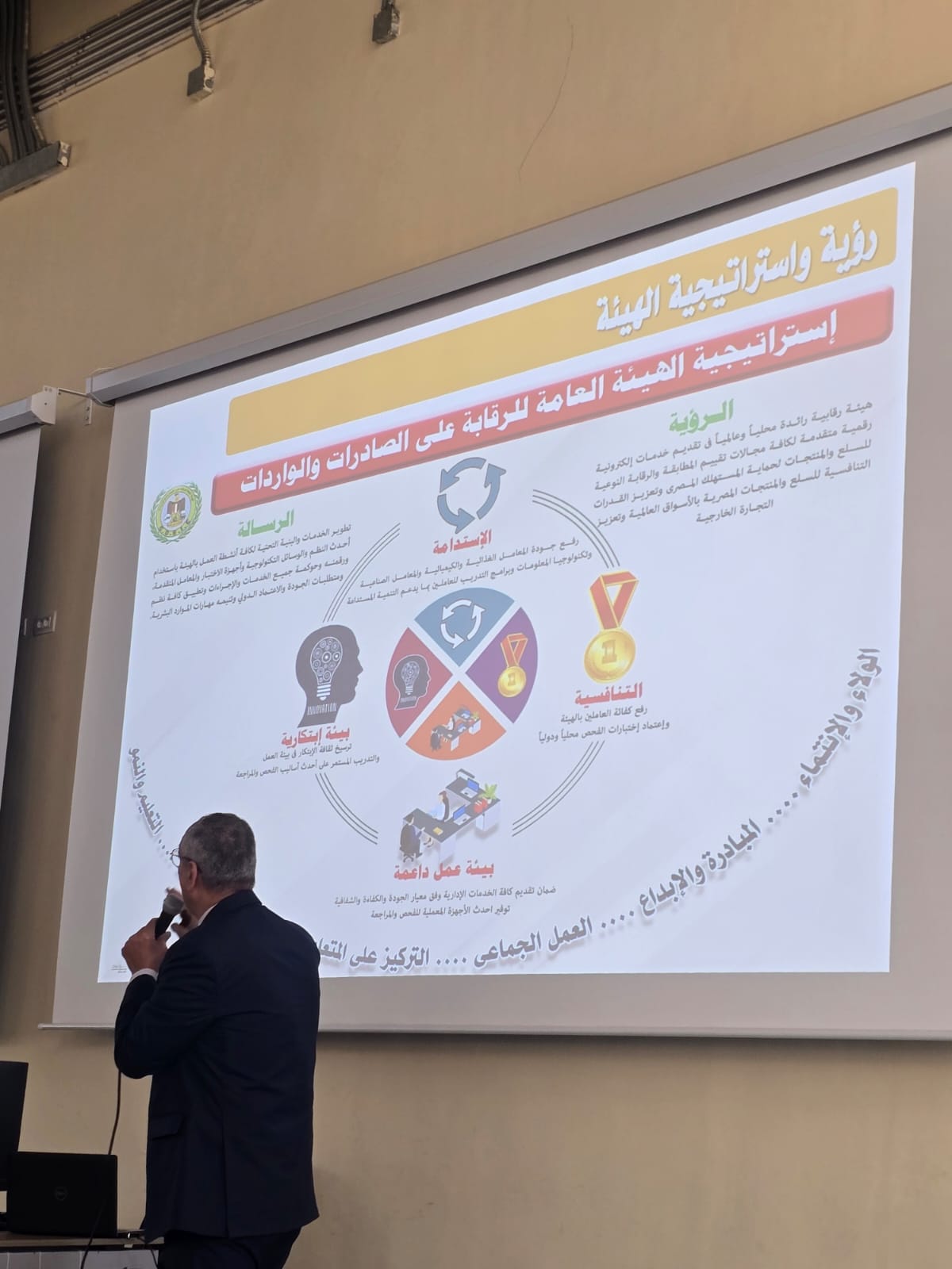 م. عصام النجار  يلقى  محاضرة  بالاكاديمية العسكرية  لحديثى التعيين بمصلحة الجمارك