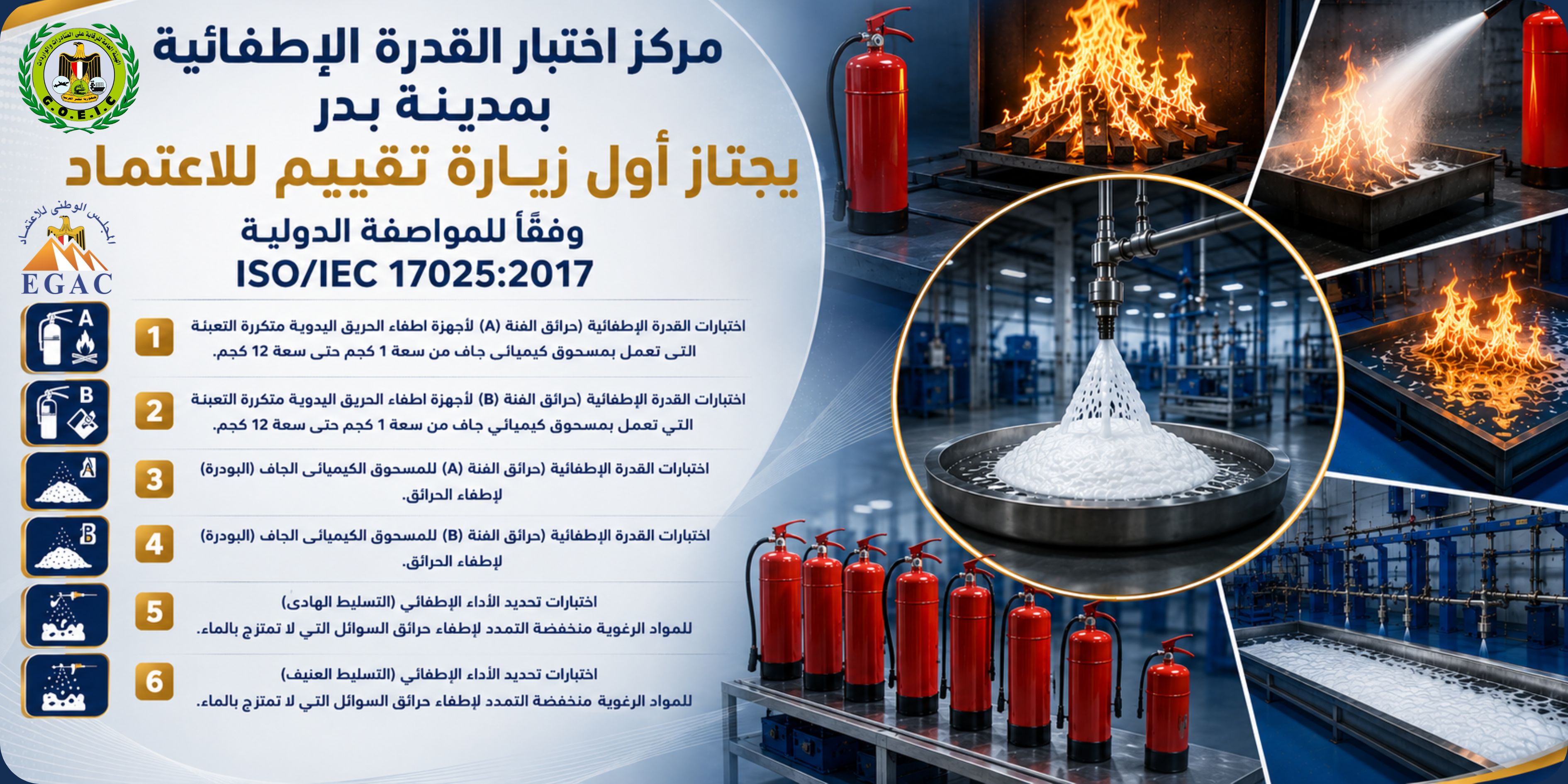 مركز اختبار القدرة الإطفائية بمدينة بدر يجتاز أول زيارة تقييم من المجلس الوطني للاعتماد (إيجاك).